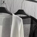 Sunscreen Cardigan Thin Women Knitted Jacket Perspective Long Sleeve Top Overlay Simple Casual Basic Slim Korean Fashion Summer - Matrix Studios