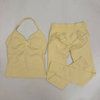 2 Pieces Set Yoga Leggings Set Women Backless Tank Tops High Waist Scrunch Gym Suit Fitness Clothes Outfit Yoga Set - Matrix-studios.com