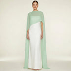 Women Chiffon Long Cape High Low Flowy Poncho Sheer Mesh Shawl and Wraps for Evening Dress Wedding Cover Up Capelet - Matrix Studios