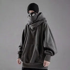 Embroidery Turtleneck Sweatshirt For Men Japanese Ninja Hoodies Autumn Hip Hop Fleece Pocket Streetwear Oversized Y2K Hoody - Matrix Studios