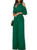 Spring Summer Solid Color Women Sexy Deep V Neck Short Sleeve Rompers Fashion Slim Fit Lace Up Elegant Female Wide Leg Jumpsuit - Matrix Studios