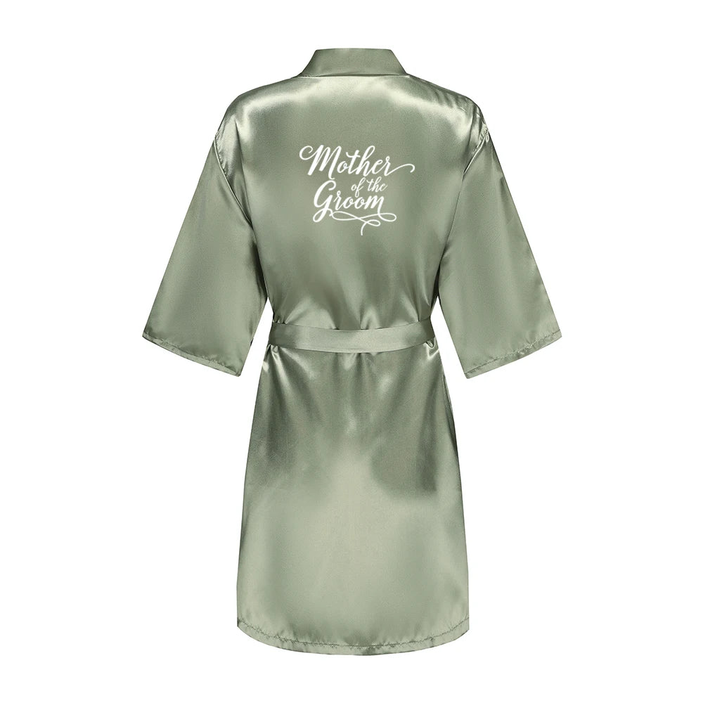 Women's Satin Robe Silk Kimono Bathrobe Pure Short Sexy Sleepwear Bridesmaid Bride Party Robes Grass Green