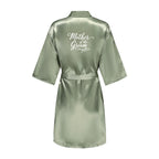 Women's Satin Robe Silk Kimono Bathrobe Pure Short Sexy Sleepwear Bridesmaid Bride Party Robes Grass Green