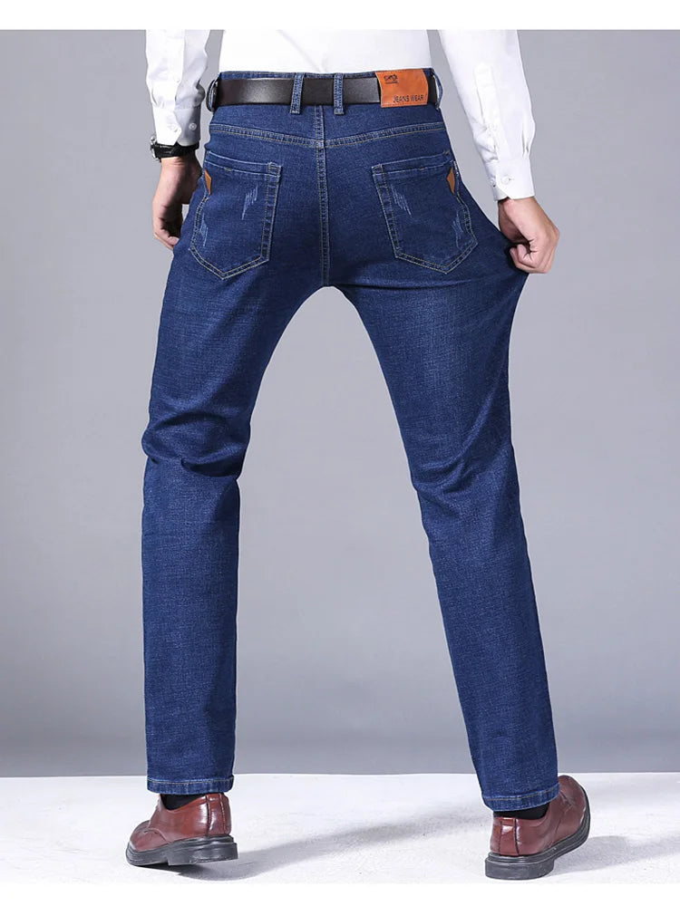 Men Fashion Straight Jeans Men 2024 New Stretch Slim Fit Pants Comfortable Soft Business Denim Trousers Male Brand Clothing - Matrix Studios