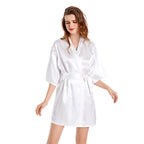 Champagne bathrobe bride satin-silk kimono women bridal party sister team mother shower sleepwear bridesmaid wedding short robes - Matrix-studios.com