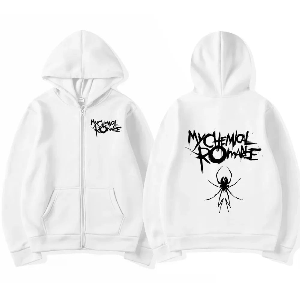 Men Fashion Hoodies Jacket Coats My Chemical Romance Mcr Dead Zipper Hoodie Top Loose Black Parade Punk Emo Zip Up Sweatshirt - Matrix Studios