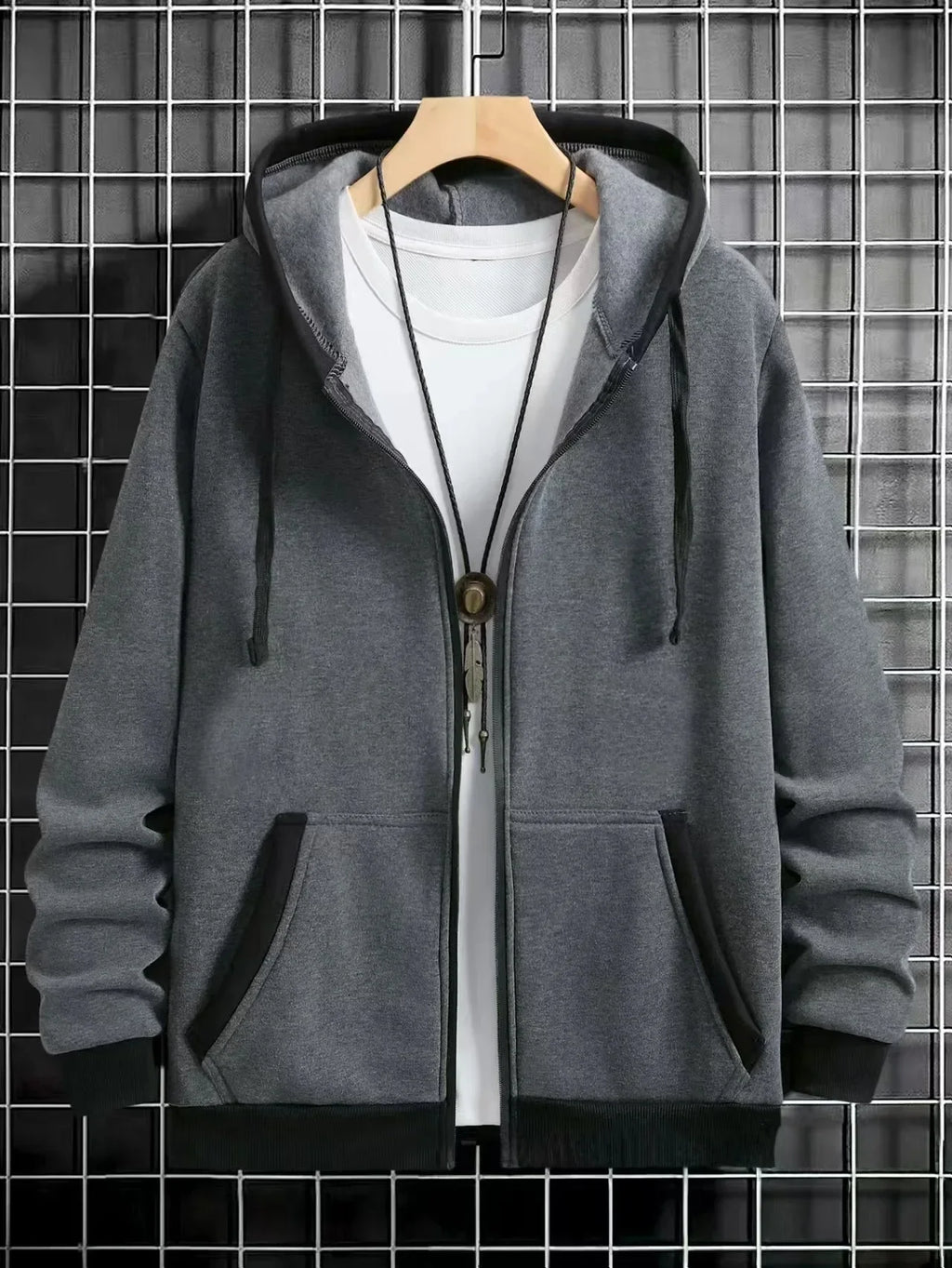 Thickened Men's Hooded Zipper Cardigan Casual Outerwear Fashionable Sweatshirt Autumn Winter New Arrival Cross-Border Style - Matrix Studios