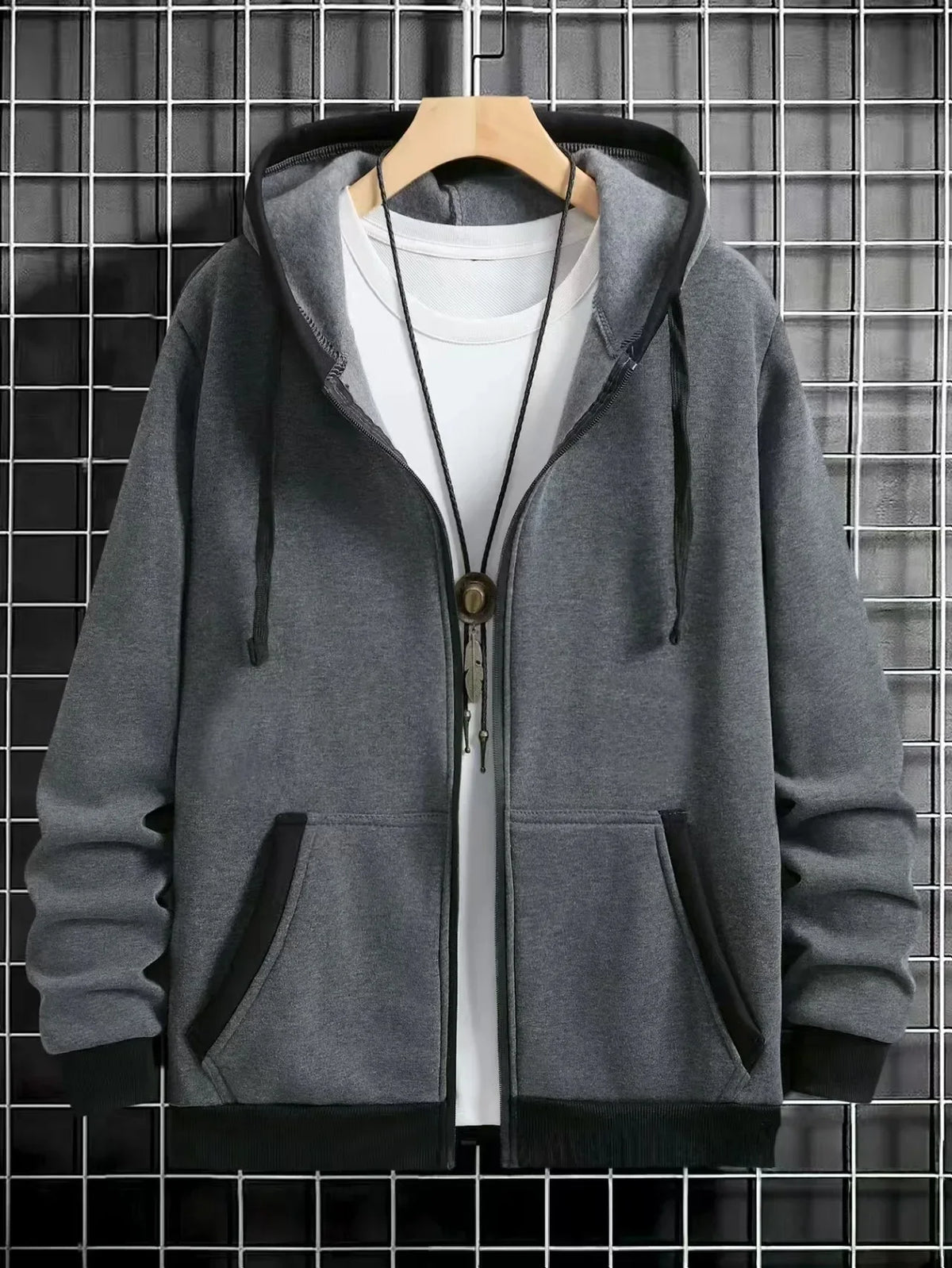 Thickened Men's Hooded Zipper Cardigan Casual Outerwear Fashionable Sweatshirt Autumn Winter New Arrival Cross-Border Style - Matrix Studios