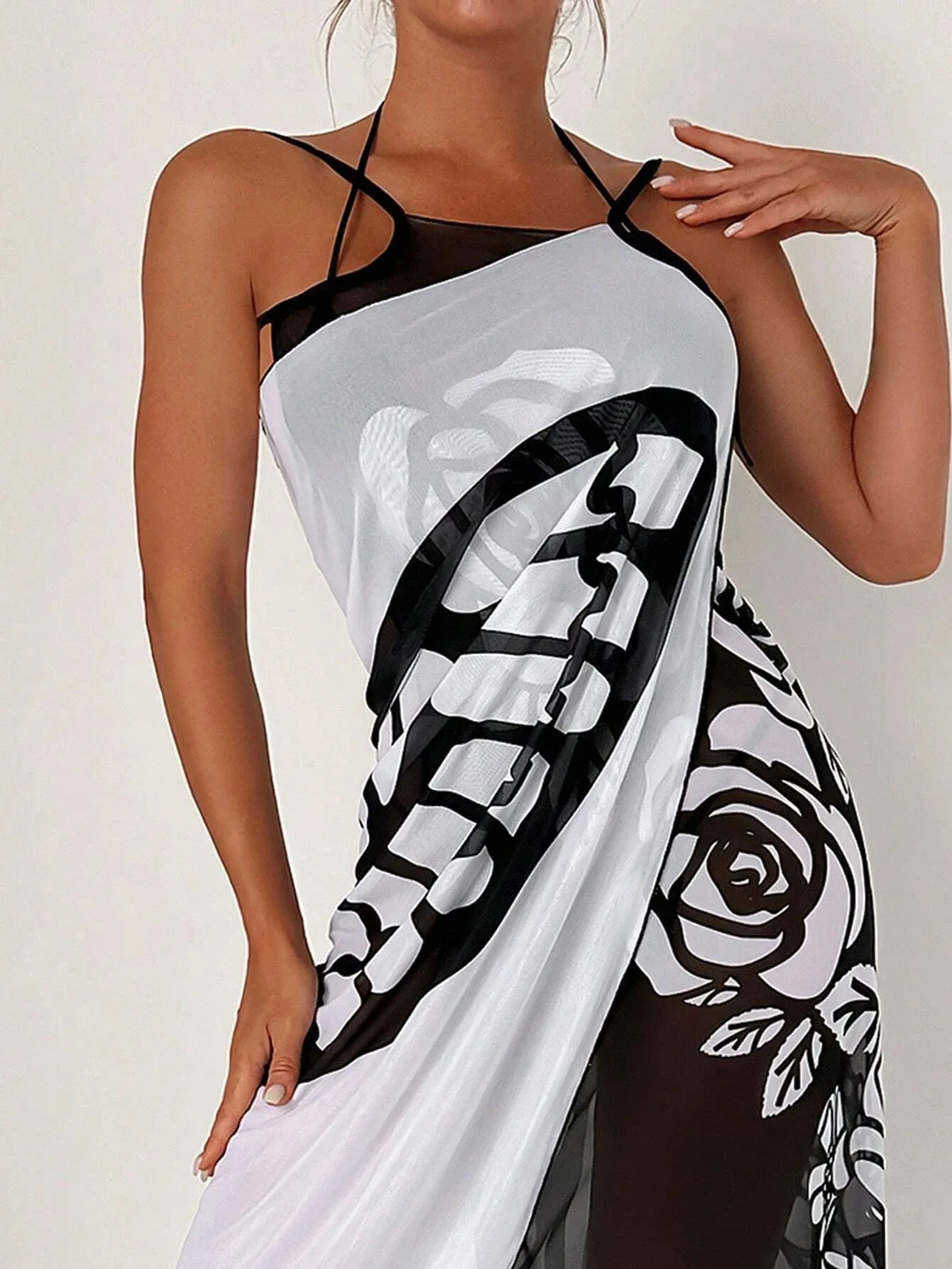 Sexy Butterfly Print Cover Up 2027 Women Black Patchwork Mesh Dress Tunic Bikini Lady Elegant Bath Sarong Wrap Skirt Beachwear - Matrix Studios