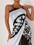 Sexy Butterfly Print Cover Up 2027 Women Black Patchwork Mesh Dress Tunic Bikini Lady Elegant Bath Sarong Wrap Skirt Beachwear - Matrix Studios