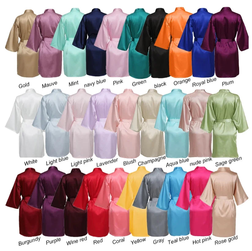 Solid Satin Night Robe, Elegant Half Sleeve V Neck House Robe With Belt, Women's Sleepwear - Matrix-studios.com