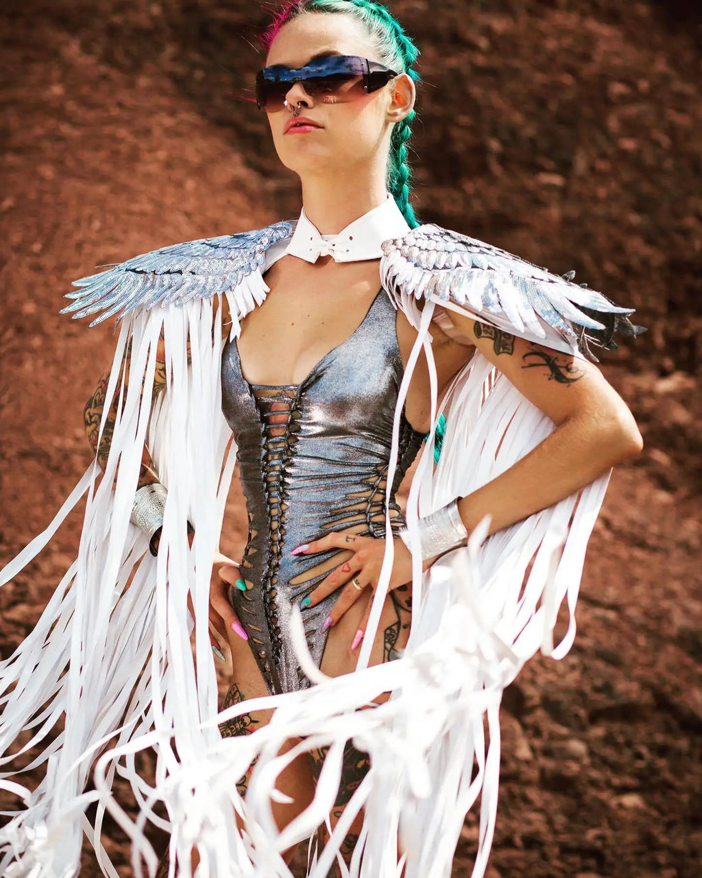 Sparkly Wing Fringe Tassel Patchwork Shawl Women Vintage Cosplay Cape Ponchos Bohemian Cardigan Cloak Boho Capes Streetwear 2024 - Matrix Studios