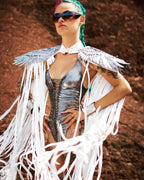 Sparkly Wing Fringe Tassel Patchwork Shawl Women Vintage Cosplay Cape Ponchos Bohemian Cardigan Cloak Boho Capes Streetwear 2024 - Matrix Studios