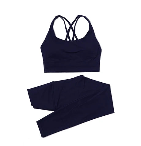 SOISOU Nylon Yoga Set Women's Tracksuit Gym Fitness Set Woman 2 Pieces Leggings Sports Bra Breathable Sportwear Woman Clothes - Matrix-studios.com