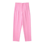 Willshela Women Fashion Straight Pants High Waist Front Zipper Trousers Vintage Full Length Female Chic Lady - Matrix-studios.com