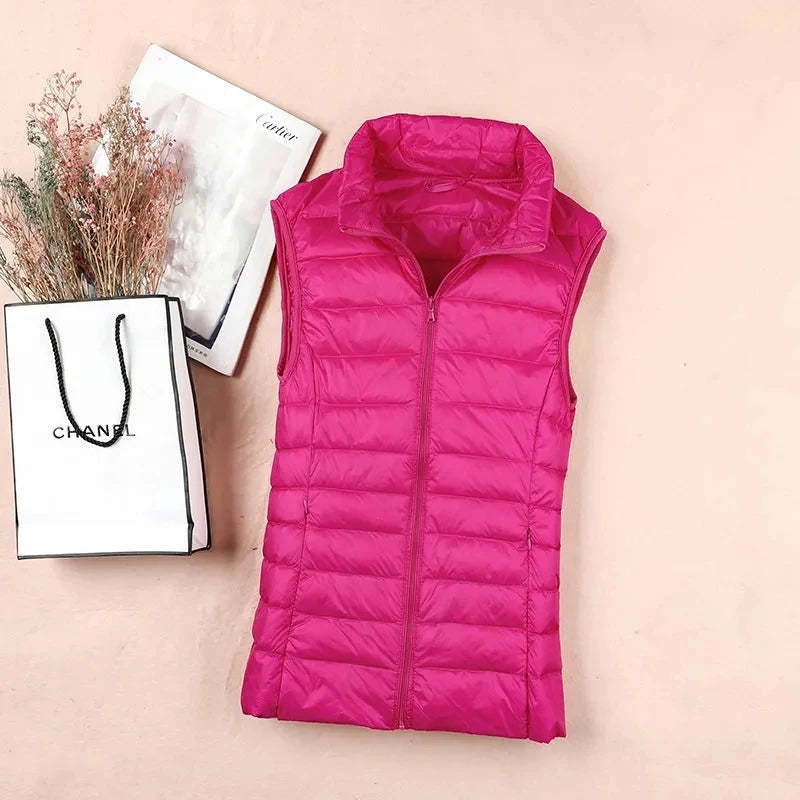 2026 White Duck Down Jacket Women Vest Autumn Winter Sleeveless Waistcoat Warm Lightweight Puffer Jacket Female Tops Outwear 8XL - Matrix Studios