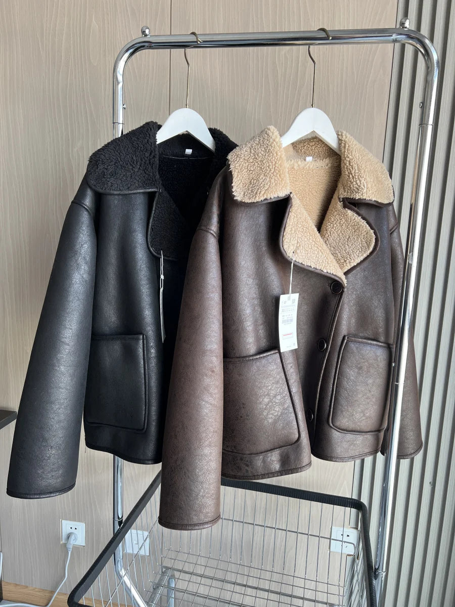 ETJ 2025 Fall/Winter New Arrival Women's ZW Series Double-Sided Collar Oversized Long-Sleeve Jacket Warm Coat 3548246 - Matrix Studios