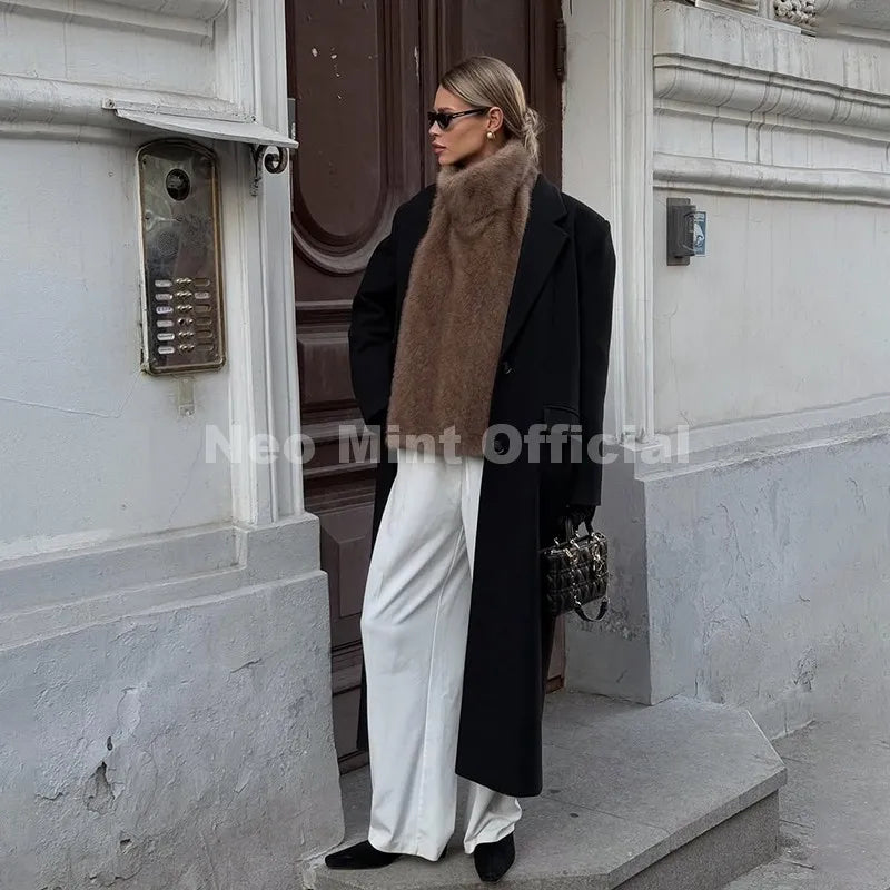 Neo Mint 2025 Brand Fashion Faux Fur Sable Vest Crop Top Autumn Winter Turtleneck Eco Mink Fur Tank Tops Sleeveless Jacket Coat - Matrix Studios