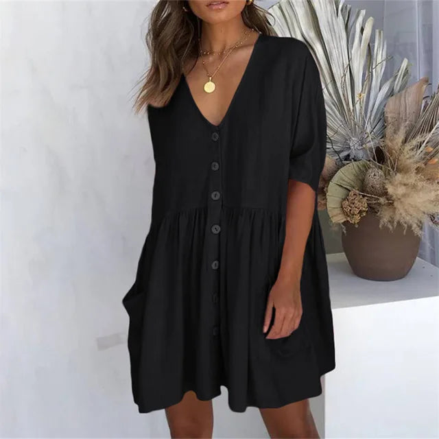 New Cover-ups 2023 Sexy V-neck Summer Beach Dress Tunic Women Casual Beachwear Swimsuit Cover Up Sarong Plage N771 - Matrix Studios