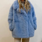 New Thick Cotton Winter Fur Coat Women Suit Collar White Medium Long Luxury Fox Fur Overcoat  High Quality Fury Plush Jacket - Matrix Studios