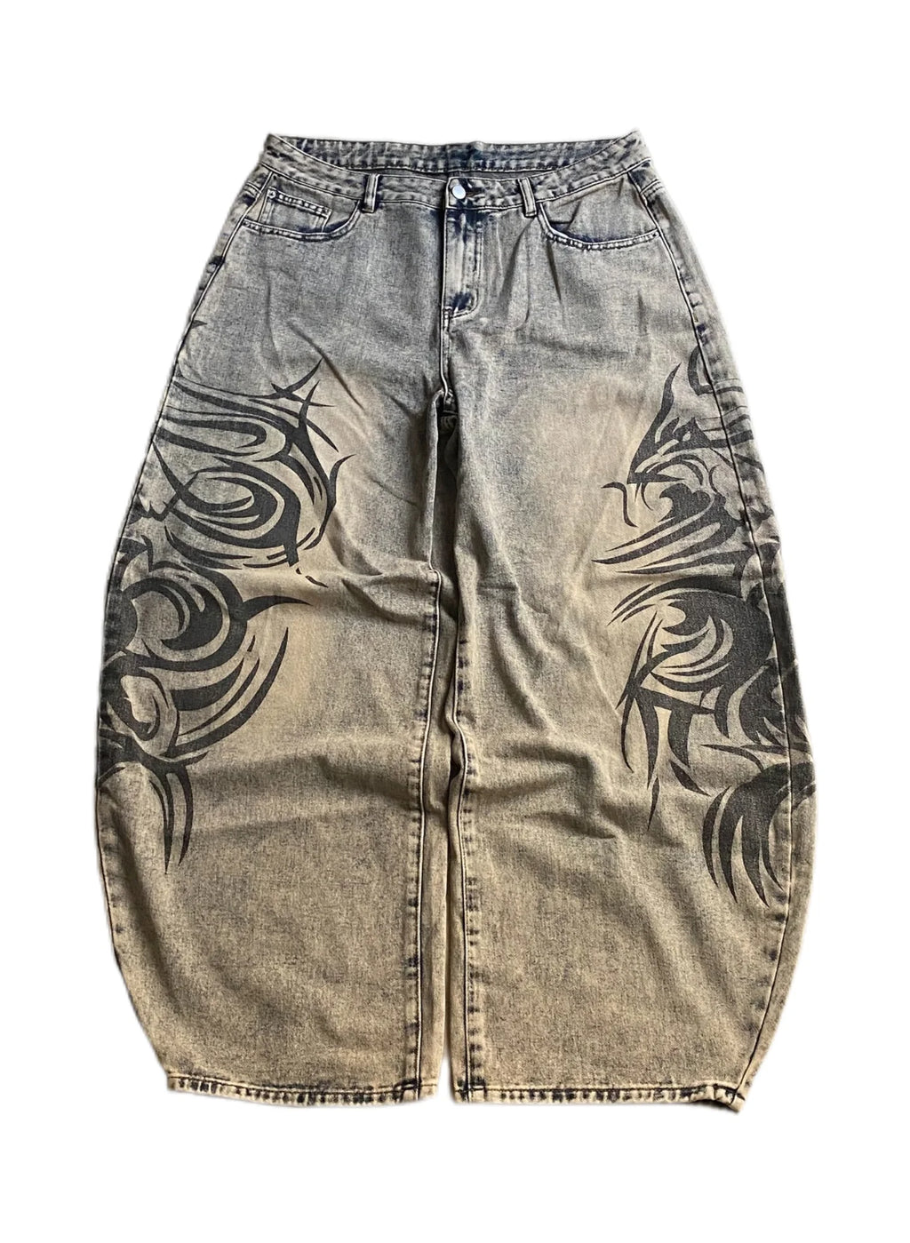 Y2K New Retro Centipede Embroidery Pattern Washed Oversized Wide-Leg Pants Street Gothic Harajuku Floor Pants For Men and Women - Matrix Studios