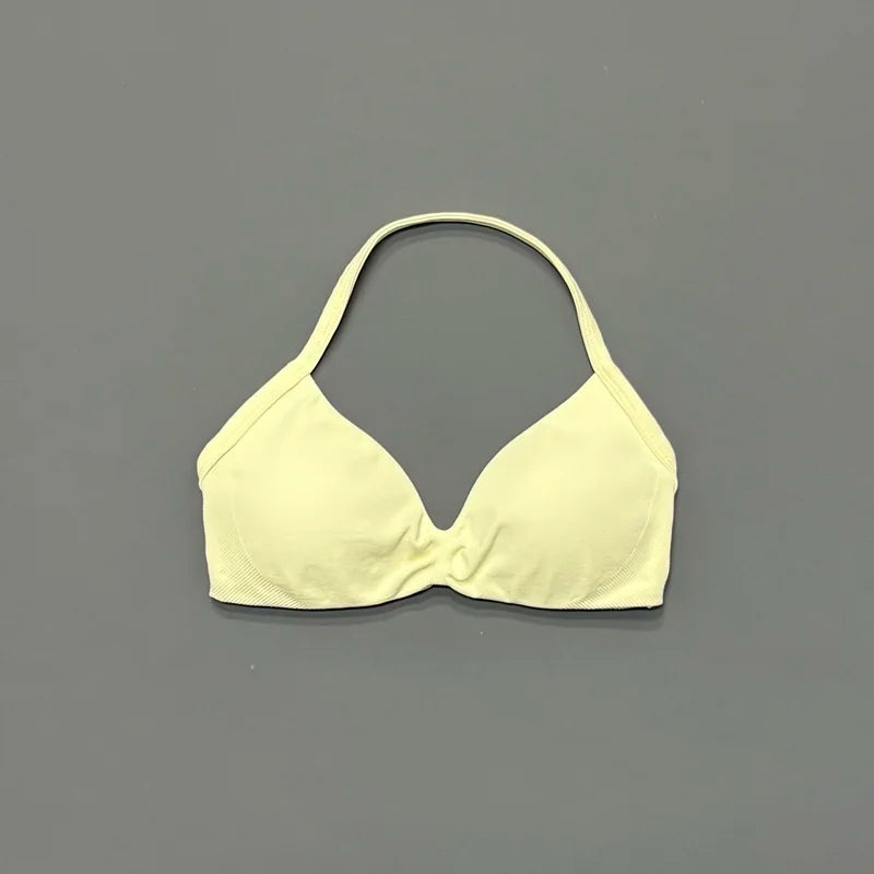 HISTELLO Impact Strappy Bra Women High Support Push up Gym Top Seamless Padded Sports Bra Scrunch Halter Workout Yoga Underwear - Matrix Studios