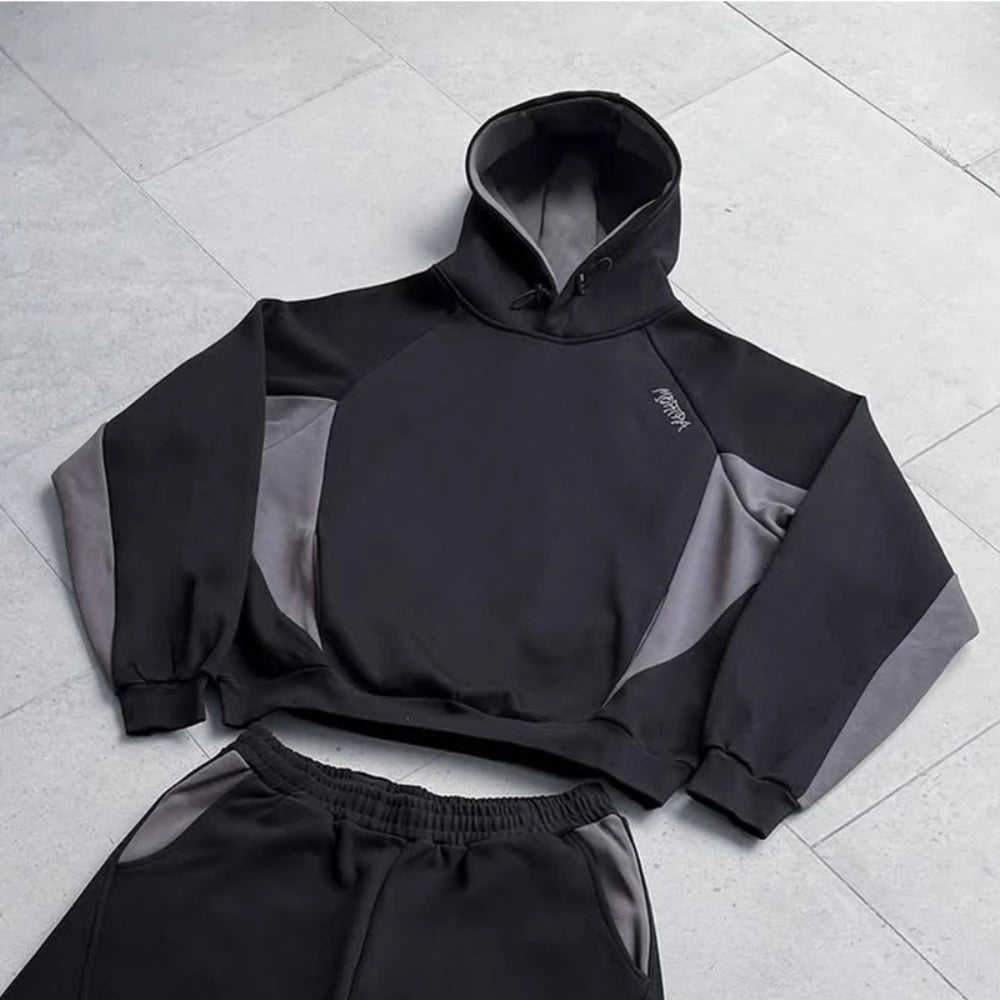 Autumn and winter new trendy men's and women's high street Japanese casual sports letter hooded sweatshirt and pants set