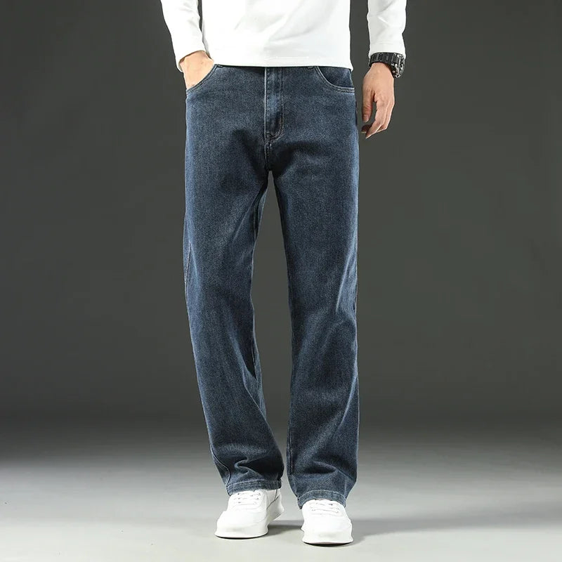 2026 New Spring and Autumn Men's Jeans, Loose, Comfortable, Straight, Business Casual, Versatile Wide-leg Business Trousers - Matrix Studios
