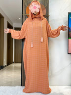 Latest Ramadan Soft Cotton Prayer Abaya Double Hats Dubai Turkey Islam Prayer Clothes Fabric Dresses Islam Women Dress Kaftan - Matrix-studios.com