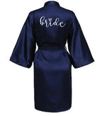 Wedding Party Team Bride Robe With Black Letters Kimono Satin Pajamas Bridesmaid Bathrobe SP063 - Matrix-studios.com