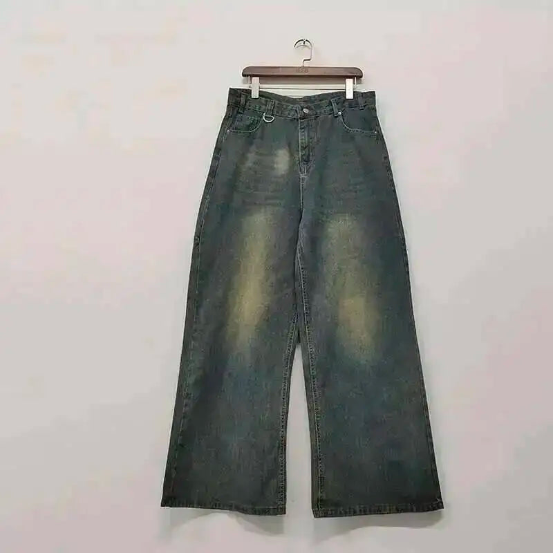 IEFB Summer Men's Denim Pants Old Blue Washed Male Jeans Straight Casual Menwear Loose Wide Leg Trousers New Fashion 9C354 - Matrix Studios