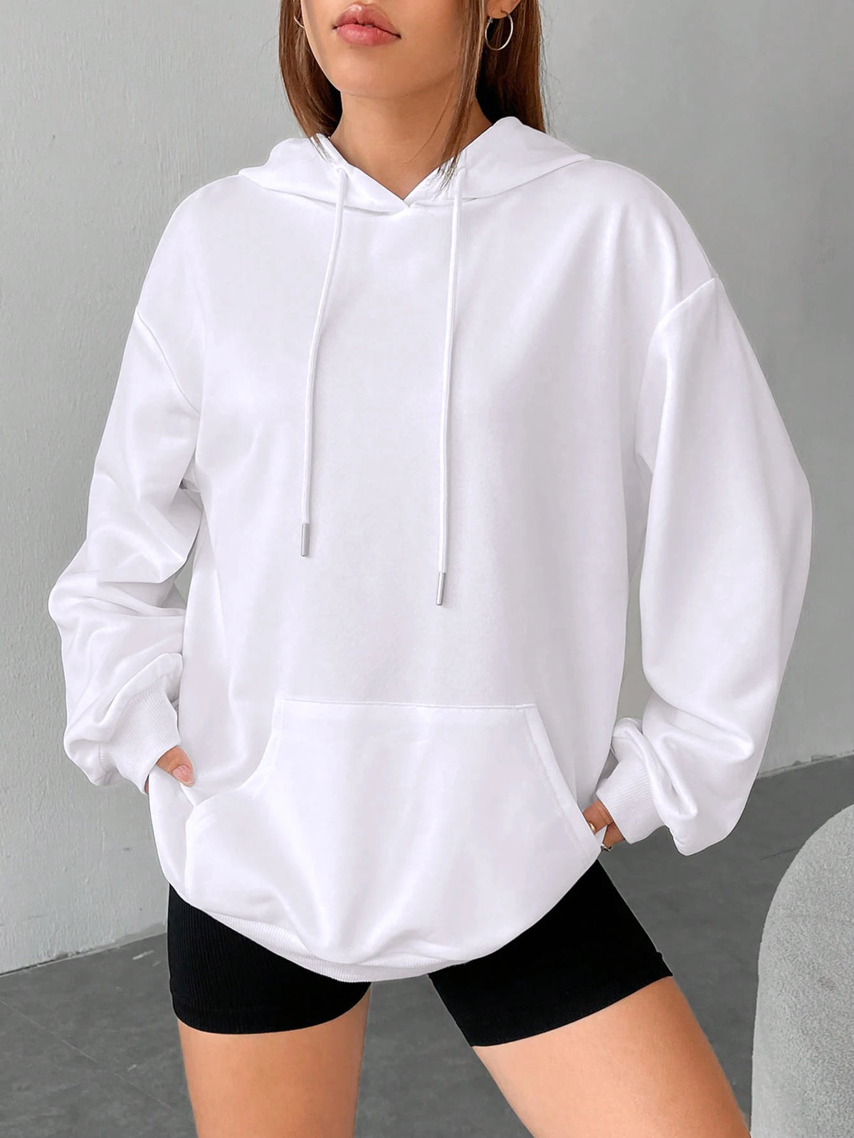 Solid Color Casual Hoodie For Female Pocket Creative Hoody All-Match Street Clothes Womens Fleece Unisex Pullovers - Matrix Studios