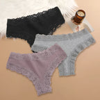 3Pcs/set Women Cotton Lace Panties Floral Intimate Underwear Trendy Patchwork Lace Briefs Female Soft Underpants Lingerie S-XL - Matrix Studios