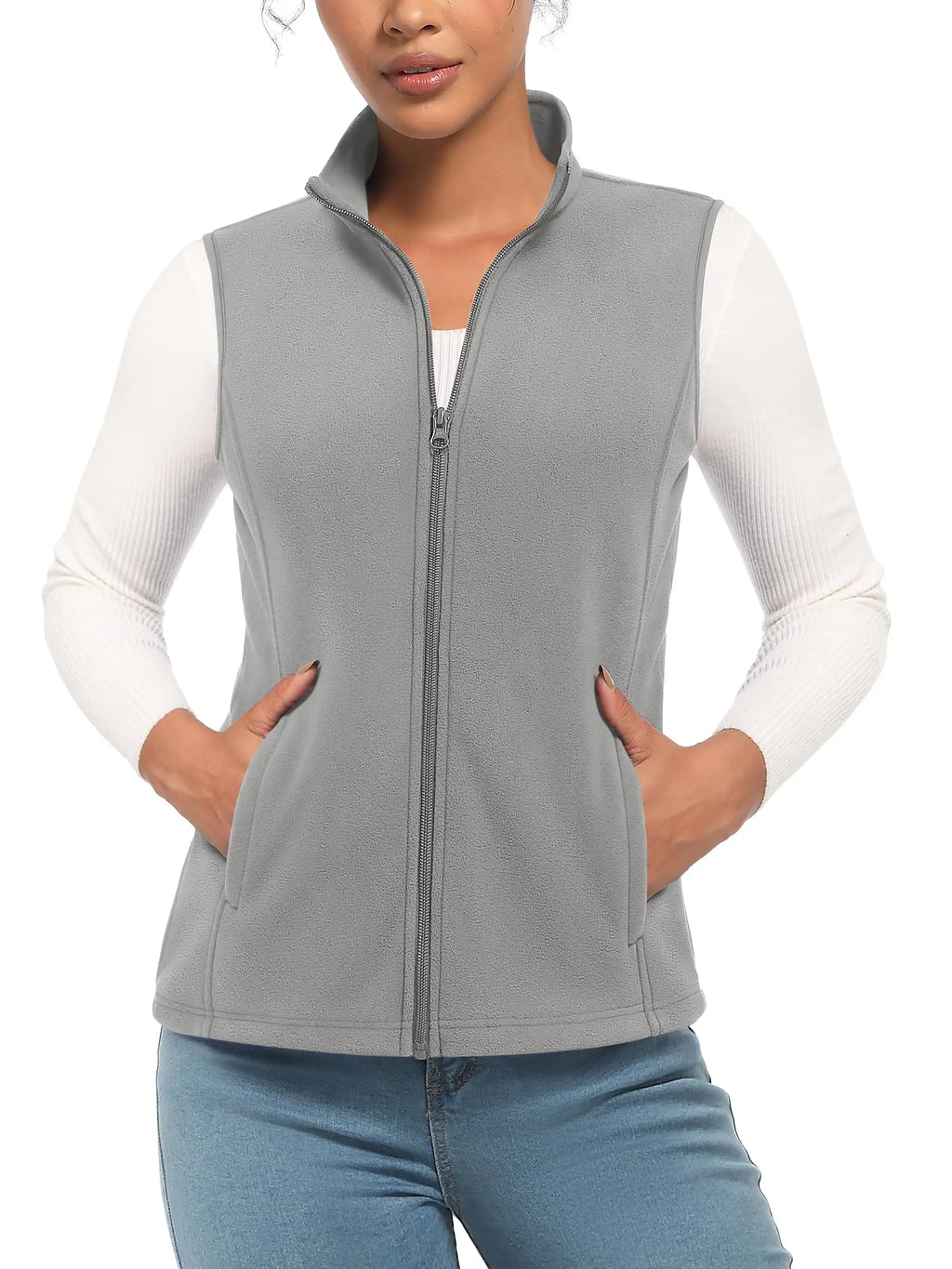 TACVASEN Fleese Sleeveless Vests Womens Fall Winter Thermal Hiking Golf Waistcoats Soft Casual Outerwear Zip Jackets 4 Pockets - Matrix Studios