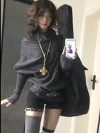 2000s Korean Fashion Slim Batwing Sleeve Autumn Sweaters Y2k Pure Color Subculture Casual Long Sleeve Pullovers Sweaters Chic - Matrix Studios