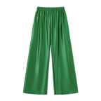 Satin Wide Leg Pants Long Floor Casual Pants Women's Summer