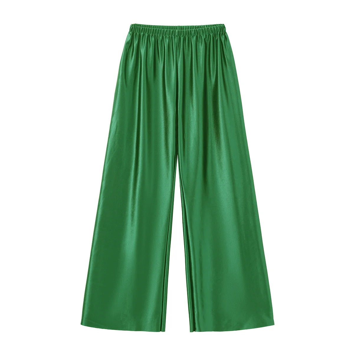 Satin Wide Leg Pants Long Floor Casual Pants Women's Summer