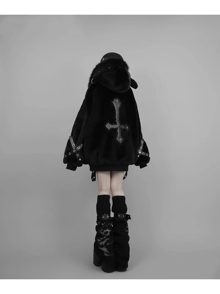 Mauroicardi Autumn Winter Oversized Warm Soft White Faux Fur Coat Women with Hood Harajuku Fashion Fluffy Jacket Streetwear 2025 - Matrix Studios