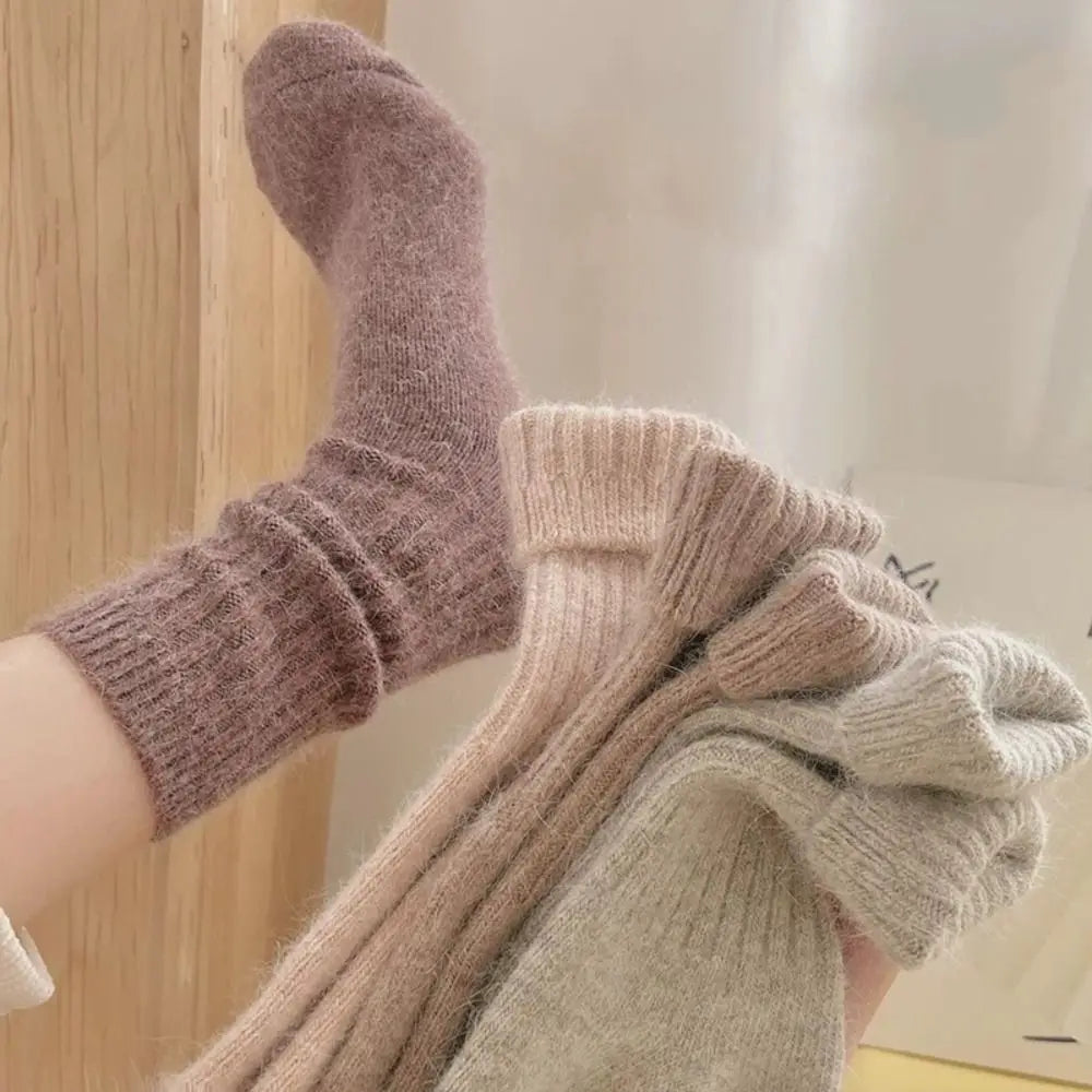 Winter Warm Cashmere Velvet Socks Fashion Harajuku Thick Mid Tube Socks Soft Sleep Home Socks Stripes Women Thermal Long Socks - Matrix Studios