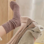 Winter Warm Cashmere Velvet Socks Fashion Harajuku Thick Mid Tube Socks Soft Sleep Home Socks Stripes Women Thermal Long Socks - Matrix Studios