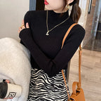 Winter Long Sleeve Mock Neck Knitted Women Sweater Pullover Slim Knit Sweater Women Tops Blusas Mujer De Moda 2024 Blusa J995 - Matrix Studios