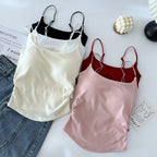 Summer Dopamine Color Sexy Camisole For Women With Pleated Waist And All-in-one Beautiful Back With Breast Pads For Women - Matrix-studios.com