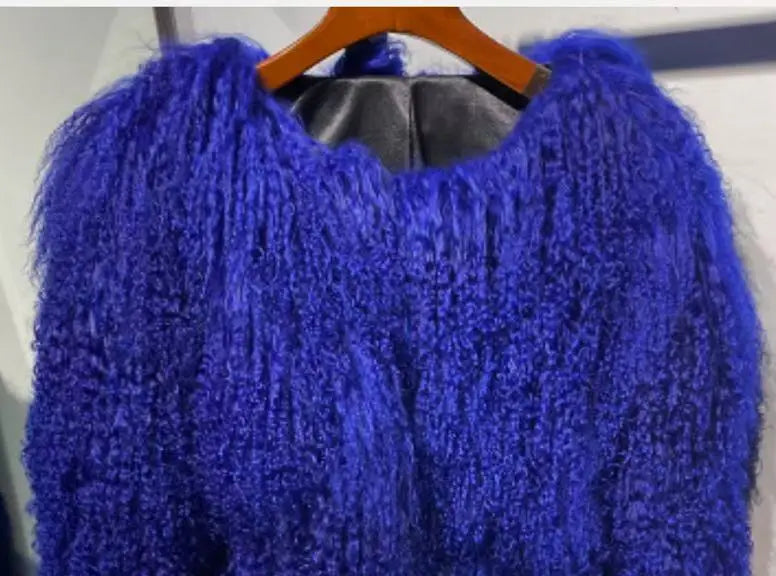 Mongolian Fur Coat Fur Jacket Women's Elegant Fluffy Solid Color Thickened Thermal Long Sleeve Coat Winter Fashion Oversized Lad - Matrix Studios