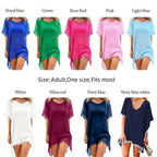 Fashion V Neck Summer Sunscreen Smock Loose Casual Beachwear Shirt Bathing Suit Plus Size Swimsuit Cover Up Dress for Women - Matrix Studios