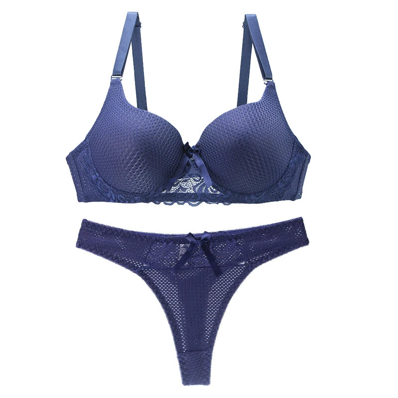 2025 New Sexy Bra Set Sexy Thong BCDE Push Up Women's Underwear Panties Blue Red Pink Beige White Black Lingerie - Matrix-studios.com