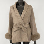 High End Double-sided Wool Strapping Real Wool Fur Coat Women's Removable Cuffs Fox Fur Temperament Cashmere Short Jacket - Matrix Studios