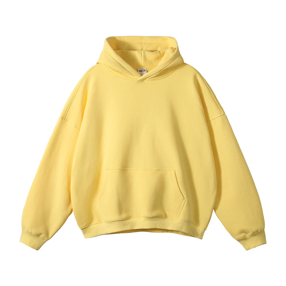 ZODF New Thick 350gsm Fleece Hooded Hoodies For Men Unisex Winter Oversized Loose Basic Solid Sweatshirts Pullovers Coats HY0631 - Matrix Studios