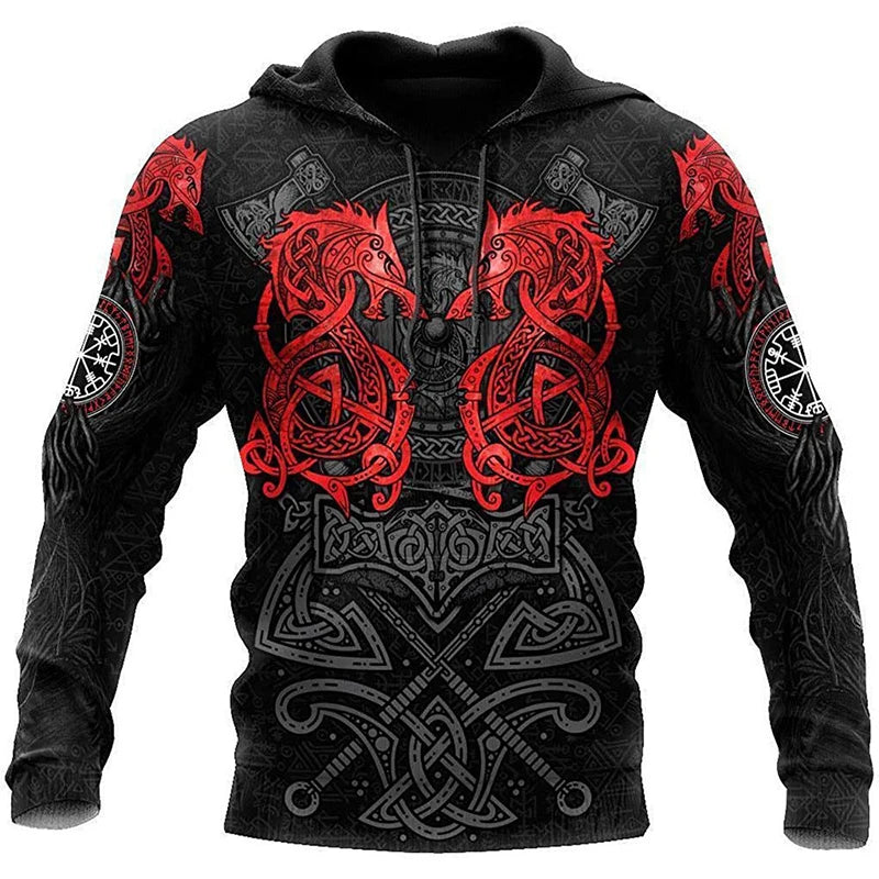 Mens Hoodies Vikings eagle Tattoo Fashion Animal pattern 3D Printed Style Casual Harajuku Hip Hop Pullover Oversized Sudaderas - Matrix Studios