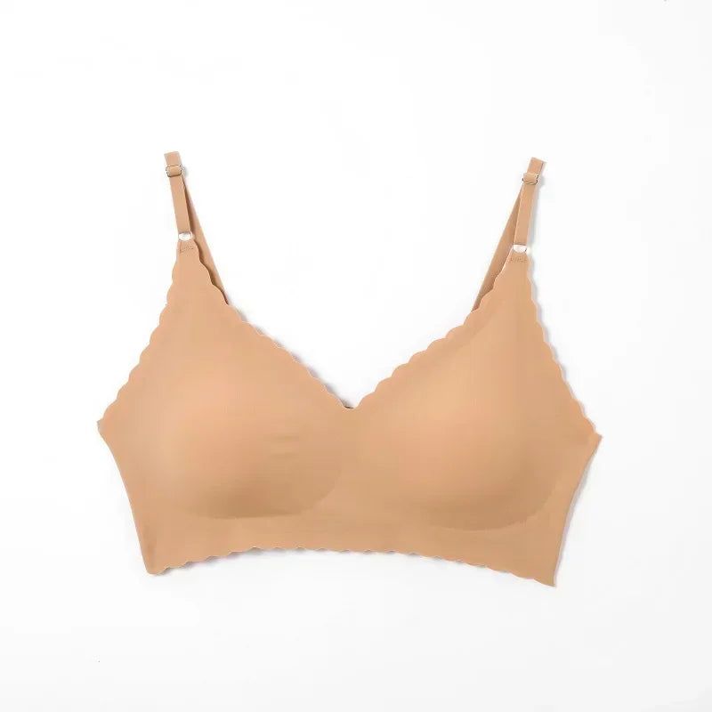 Hot Sale 6 Colors New Ice Silk Underwear Comfy Bra WireFree Padded Wavy Edge Invisible Yoga Wear Ladies Bra Seamless Women Bra - Matrix Studios