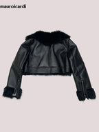Mauroicardi Autumn Winter Short Thickened Black Warm Soft Faux Sheepskin Coat Women Loose Casual Chic Fluffy  Jacket 2025 - Matrix Studios